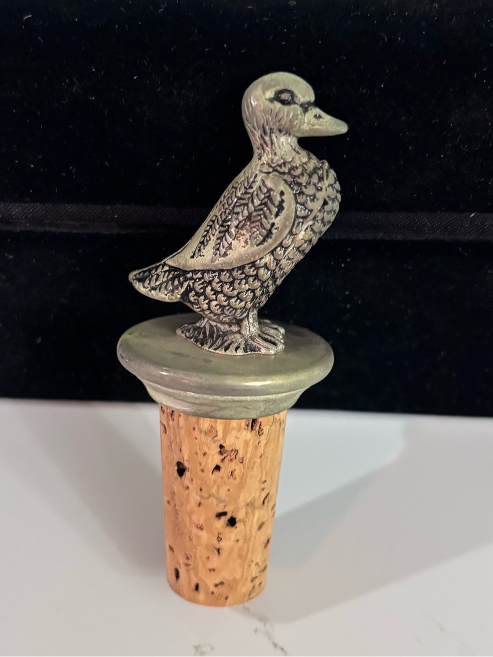 Vintage Duck Design Neiman Marcus Wine Holder & Decorative Cork Stopper Set #2 - Picture 3 of 6